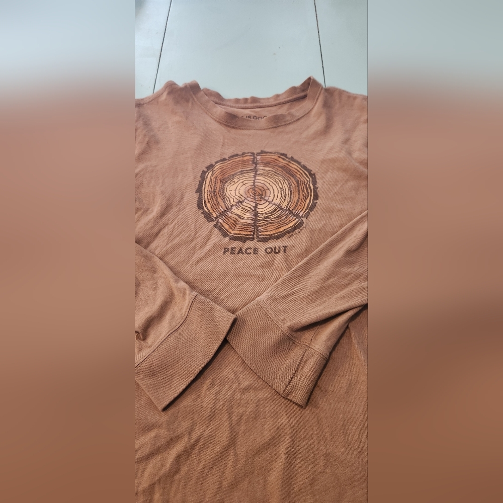 Life Is Good Brown Peach Long Sleeve